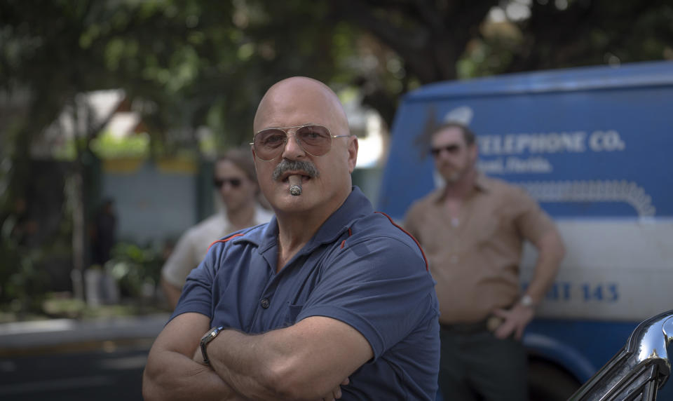 This image released by MGM+ shows Michael Chiklis in a scene from "Hotel Cocaine." (Carlos Rodriguez/MGM+ via AP)