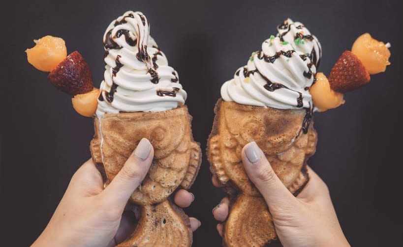 These fish ice cream cones filled with soft serve are too cute to handle