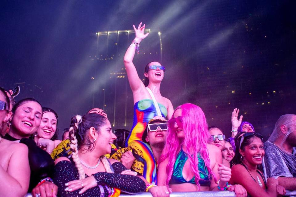 A festival attendee reacts to the music during Ultra 2024 at Bayfront Park in Downtown Miami on Friday, March 22, 2024.