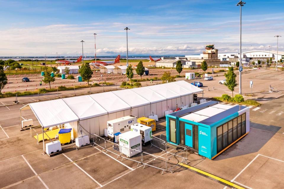 An aerial shot of the new testing facility at Liverpool’s John Lennon Airport (Test Assurance Group Ltd/Salutaris People)