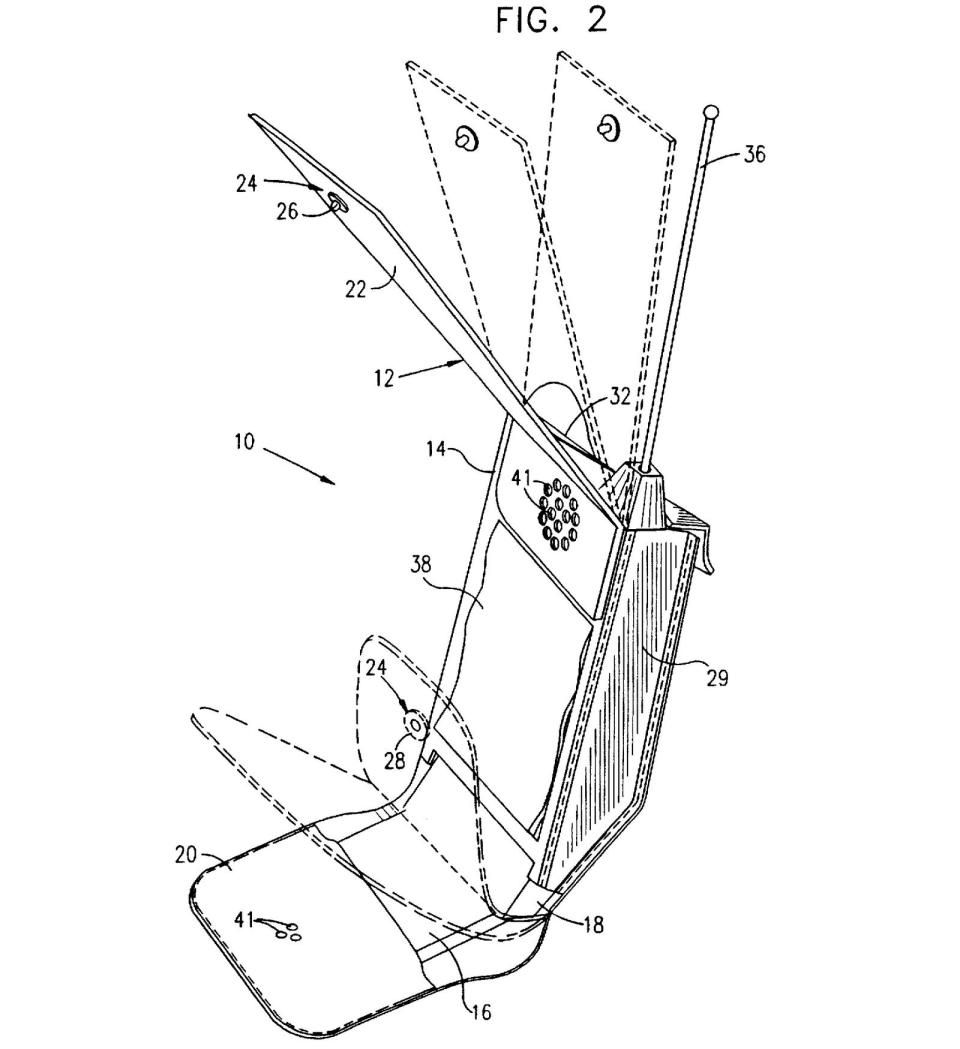 "Telephone Radiation Shield" - unter diesem Namen ist dieses Patent angemeldet. Es soll den Smartphone-Besitzer vor der Strahlung schützen, da der Erfinder diese für ungesund hält. Es handelt sich nicht um das einzige Patent des Mannes ... (Bild: Google Patents)