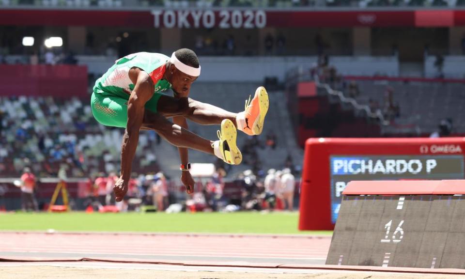 Pedro Pichardo competes in the triple-jump.