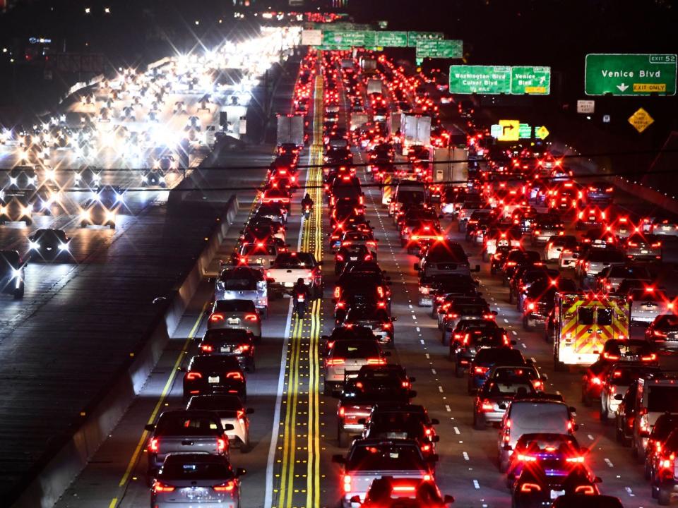 The 405 Freeway in California during rush hour traffic.