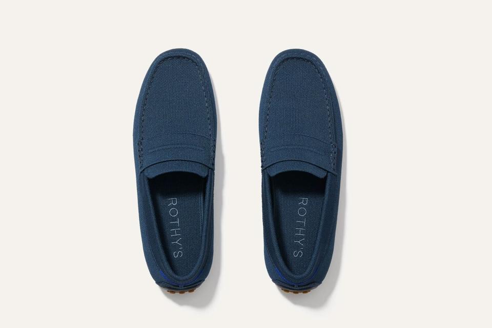 Navy knit loafers for men