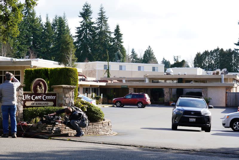 A general view of the Life Care Center of Kirkland where a number of seniors are at risk of novel coronavirus in Kirkland
