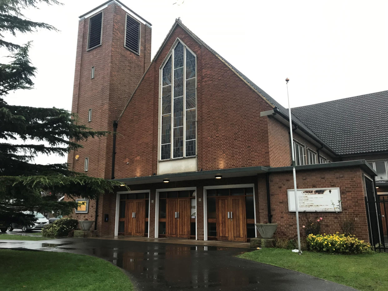 Our Lady of the Annunciation Church on Bingham Road, Croydon where a young boy suffered serious burns during a school Christmas carol event on Wednesday. (PA)