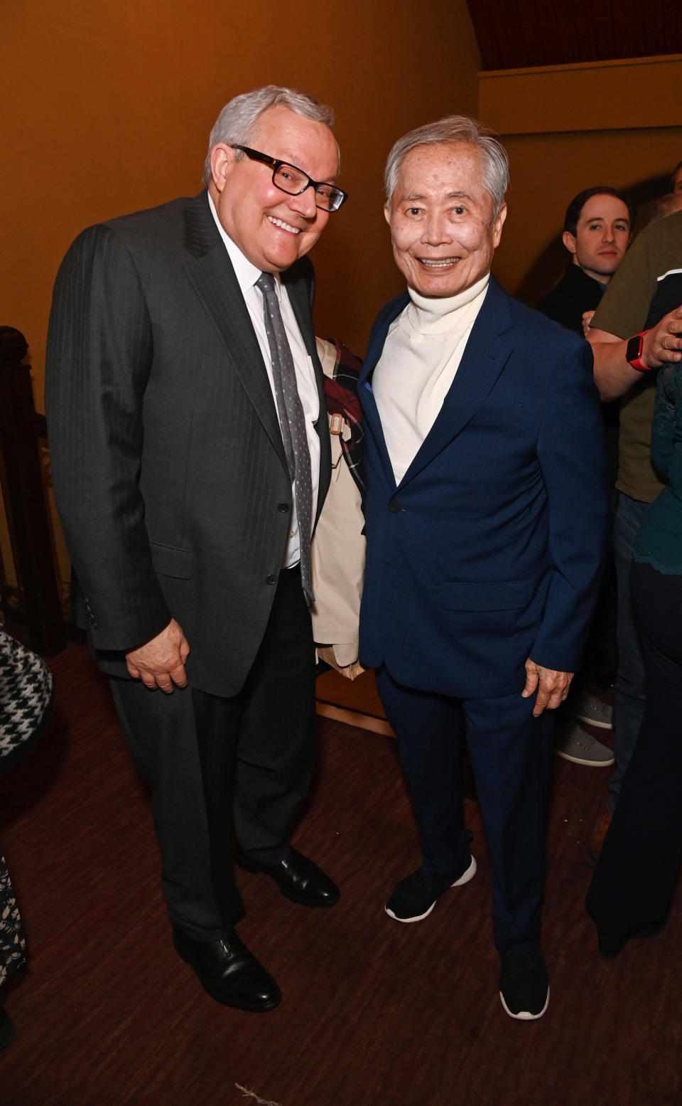 Brad Takei and George Takei at the press night performance of "George Takei's Allegiance" at the Charing Cross Theatre in 2023