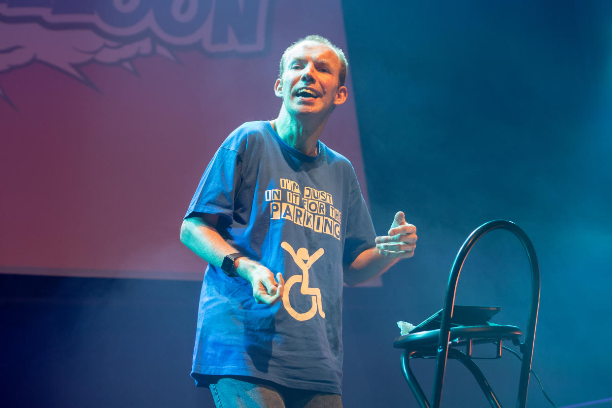 Lost Voice Guy Lee Ridley performs on stage during Gilded Balloon 2018 Press Party. (Photo by Roberto Ricciuti/Getty Images)