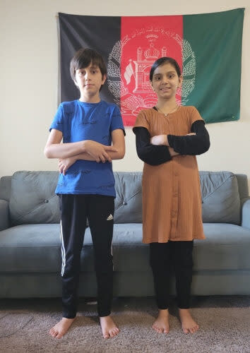 Mudasir Sadat, 11, and his sister Asia, 8, who arrived in America as refugees in August 2021, took only months to learn conversational English. (Nazia Sadat)