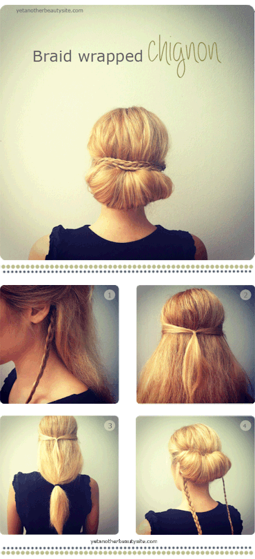 <p>There is something just so chic about this chignon.</p><p>Get the full tutorial <a href="http://yetanotherbeautysite.com/Tutorials/braidwrappedchignon.html" rel="nofollow noopener" target="_blank" data-ylk="slk:here.;elm:context_link;itc:0;sec:content-canvas" class="link ">here.</a></p>