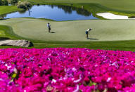 Pajaree Anannarukarn putts on the 18th green during the first day of the LPGA T-Mobile Match Play golf tournament at Shadow Creek on Wednesday, April 3, 2024, in North Las Vegas, Nev. (L.E. Baskow/Las Vegas Review-Journal via AP)
