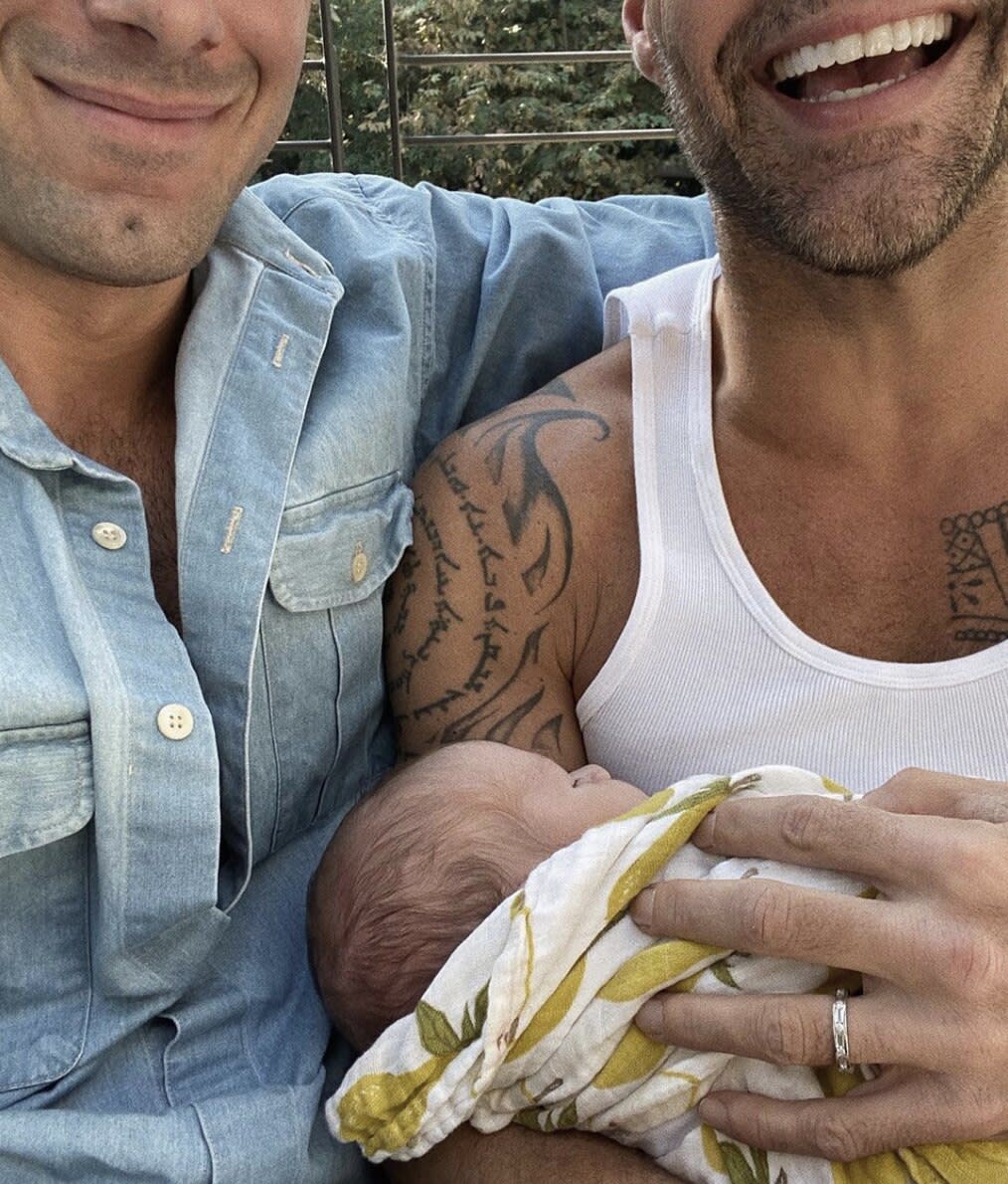 Puerto Rican singer Ricky Martin, right, and husband Jwan Yosef welcome their fourth child together, a baby boy named Renn Martin-Yosef. The couple announced their new bundle of joy in a sweet post of Instagram and the trio with the caption: "Nuestro hijo Renn Martin-Yosef ha nacido." The couple also has twin sons Matteo and Valentino, 11, and daughter Lucia, 10 months.