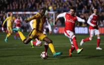 Britain Football Soccer - Sutton United v Arsenal - FA Cup Fifth Round - The Borough Sports Ground - 20/2/17 Sutton United's Bedsente Gomis misses a chance to score. Reuters / Eddie Keogh Livepic