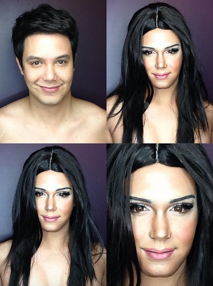 Makeup artist Paolo Ballesteros transforms himself into Kendall Jenner.