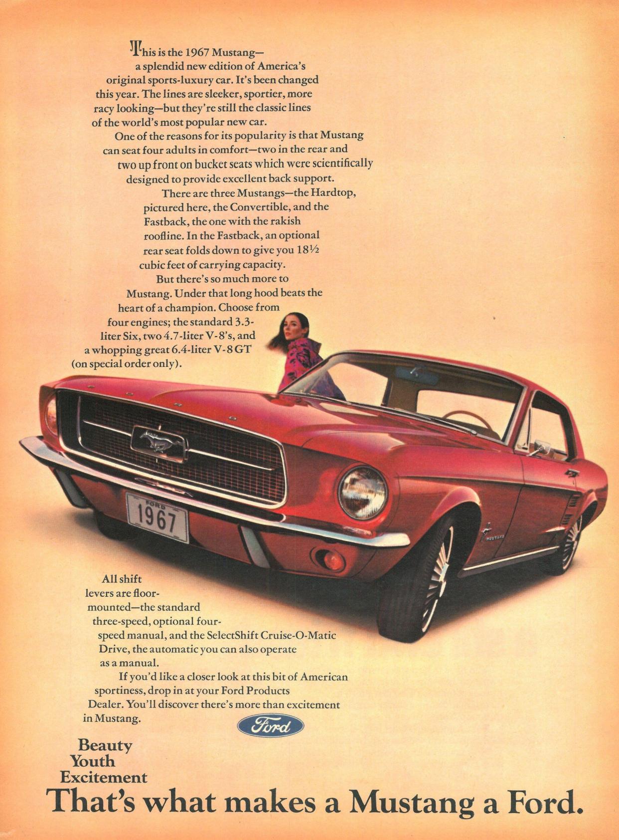 A Ford Mustang advert in Life Magazine, April 1967