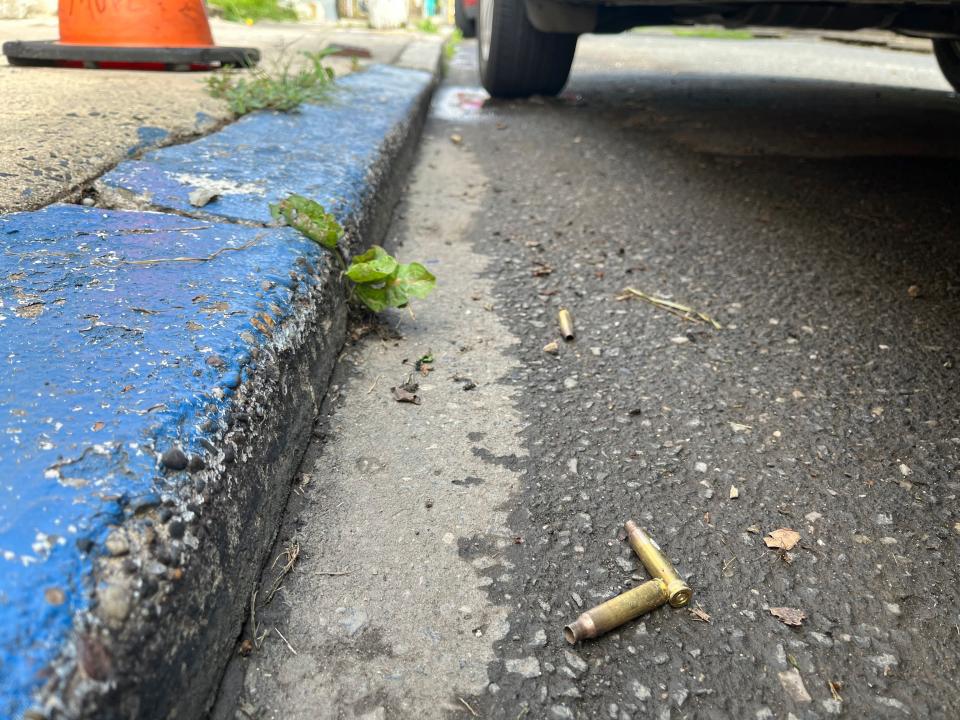 Spent shell casings are shown on the street in Philadelphia early Tuesday, July 4, 2023 in Philadelphia (AP)