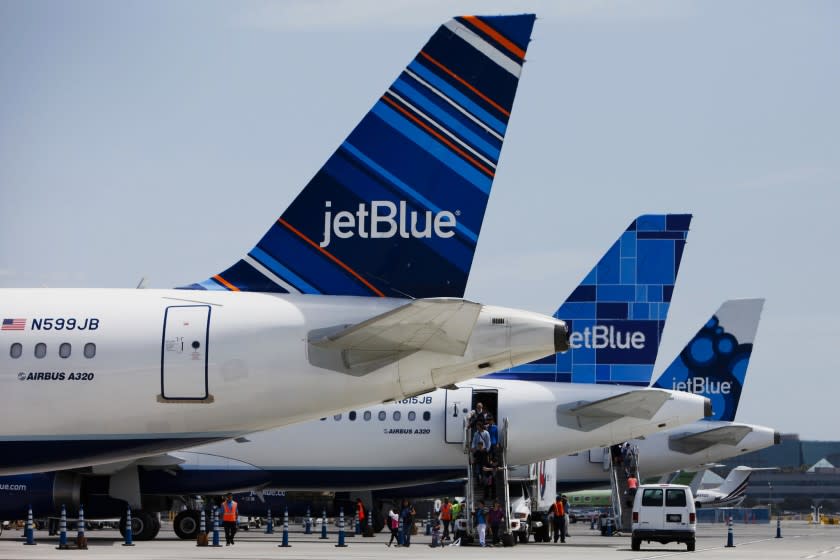 JetBlue planes at Long Beach Airport in 2013. The airport offered nine new daily flight slots, four for Southwest Airlines, three for JetBlue and four for Delta Air Lines.