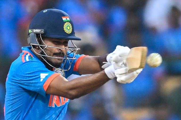 Shreyas Iyer helped India to a commanding 410-4 as the World Cup hosts seek to remain undefeated (R.Satish BABU)