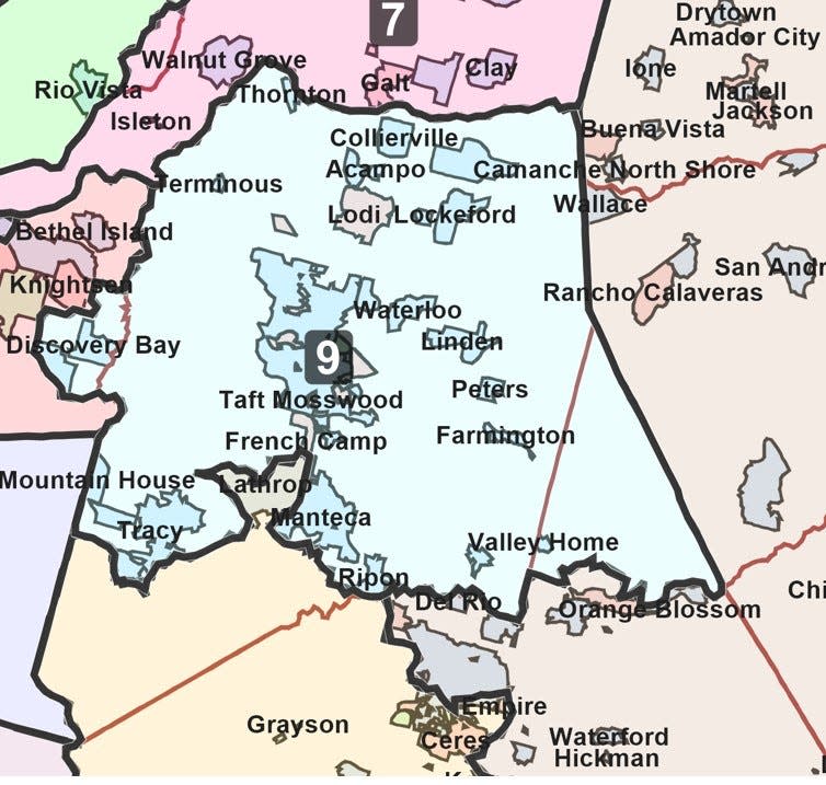 The new boundaries of the U.S. Congressional districts representing San Joaquin County.