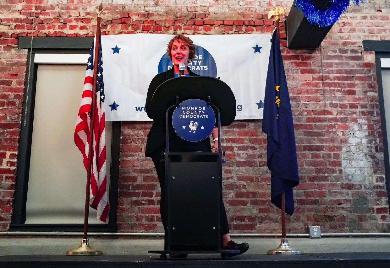 Bloomington's next mayor, Kerry Thomson, seen here at the Monroe County Democrat's election night watch party on Nov. 7, has announced several appointments to her new administration.