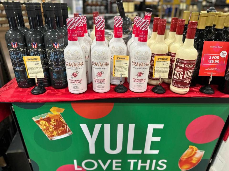 Do you still need some holiday booze for your Christmas Eve and Christmas Day gatherings? Last minute shoppers can still pop over to a South Florida liquor store, like this Total Wine and More in Kendall that’s selling seasonal drinks like coquito and spiced egg nog for 2023. But hours may vary and some stores are closed on Dec. 25.