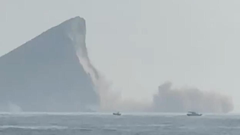 規模7.2強震，宜蘭龜山島「龜頭部分崩落」。（圖/讀者提供）