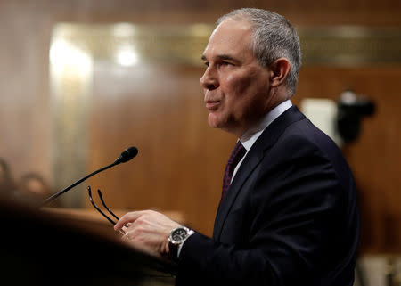 Oklahoma Attorney General Scott Pruitt testifies before a Senate Environment and Public Works Committee confirmation hearing on his nomination to be administrator of the Environmental Protection Agency in Washington, U.S., January 18, 2017. REUTERS/Joshua Roberts