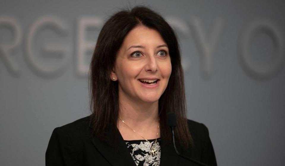 In this file photo, Dr. Mandy Cohen, Secretary of the North Carolina Department of Health and Human Services, fields questions during a press briefing on the COVID-19 virus and vaccination efforts on Tuesday, February 9, 2021.