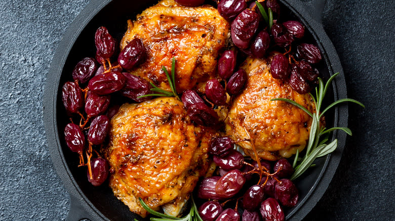 roasted chicken with roasted grapes
