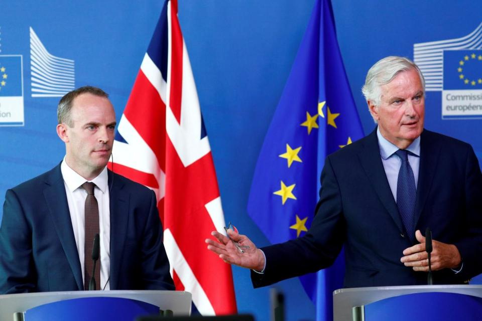 Dominic Raab and Michel Barnier continue to negotiate Brexit (Francois Lenoir/Reuters)