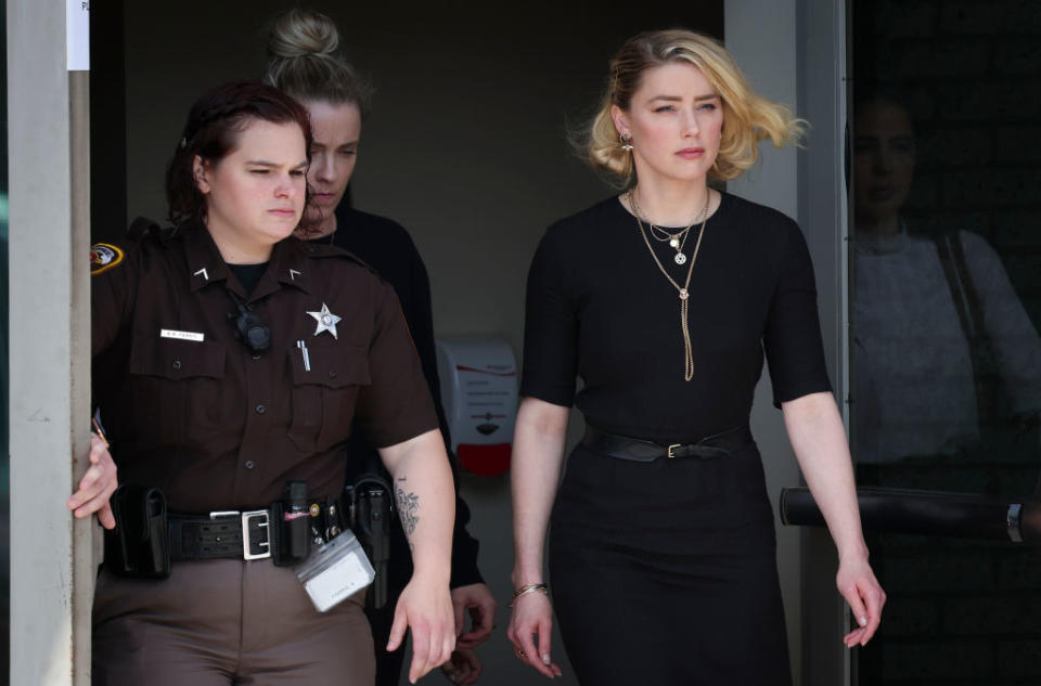 Amber Heard leaves court. 