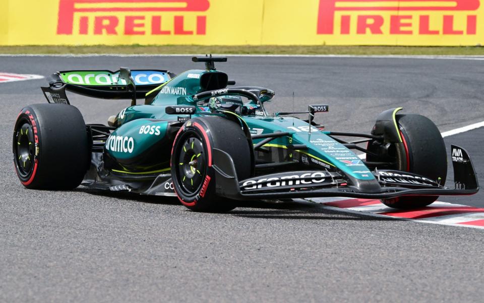 Aston Martin's Canadian driver Lance Stroll takes part in the third practice session for the Formula One Japanese Grand Prix race at the Suzuka circuit in Suzuka, Mie prefecture on April 6, 2024