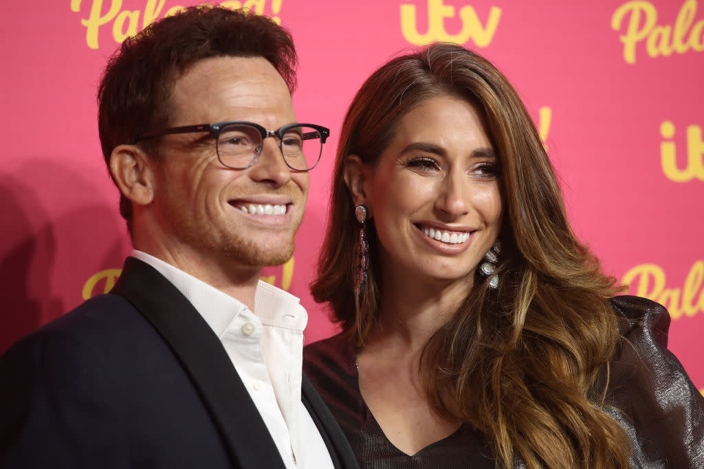 Stacey Solomon has revealed pregnancy had an impact on her teeth, pictured here with partner Joe Swash in November 2019. (Getty Images)