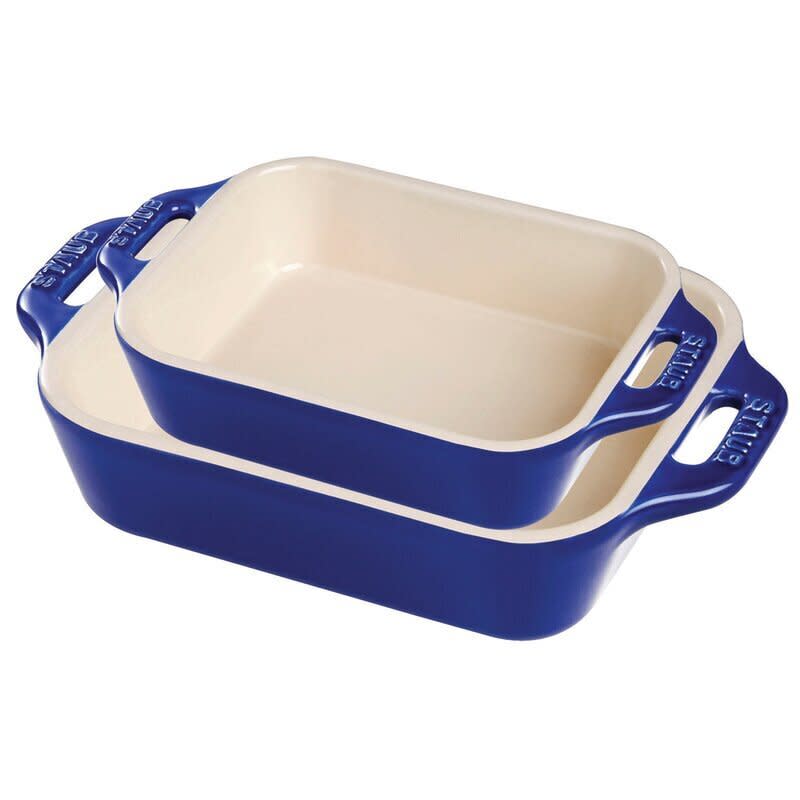 You can cook up everything from lasagna to cakes with this baking dish set. From Staub, a cult-favorite cookware brand, the set includes a duo of baking dishes in different sizes. You can stack them on top of each other so they won't take up too much space. <a href="https://fave.co/3limhHY" target="_blank" rel="noopener noreferrer">Originally $120, get the set on sale for $50 at Wayfair</a>.