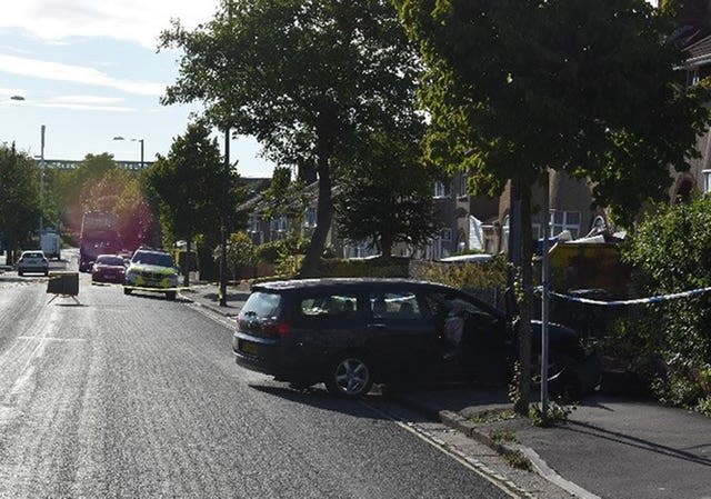 The vehicle on Monks Park Avenue (Avon and Somerset Police/PA)