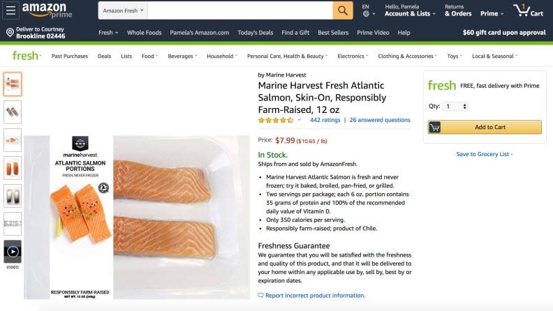 An example, of a grocery item you can purchase through Amazon Fresh.