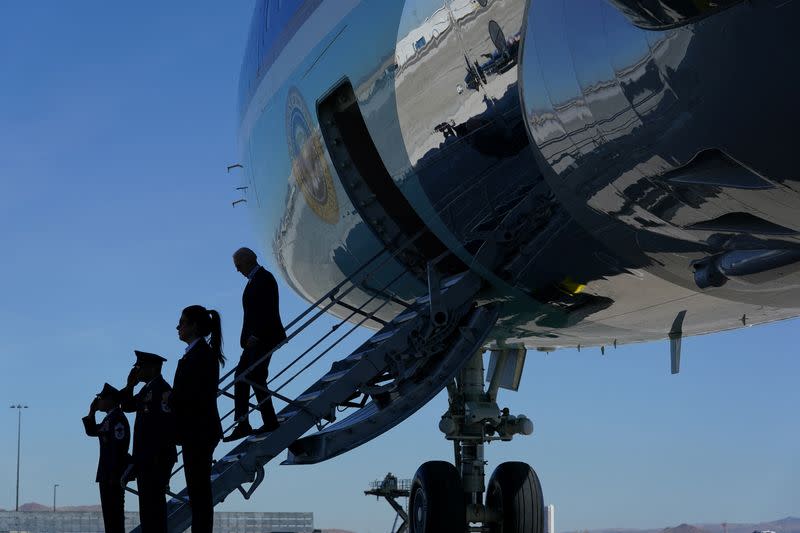 U.S. President Joe Biden arrives at Nevada Air National Guard in Reno