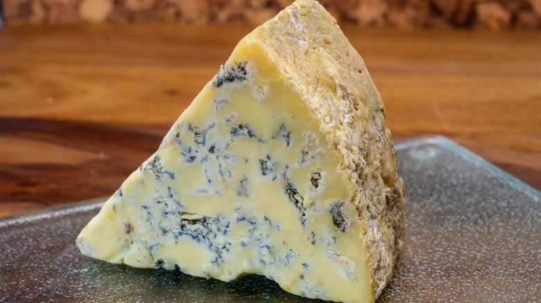 Wedge of bleu stilton cheese