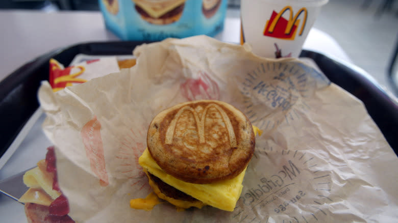 Sausage McMuffin on tray