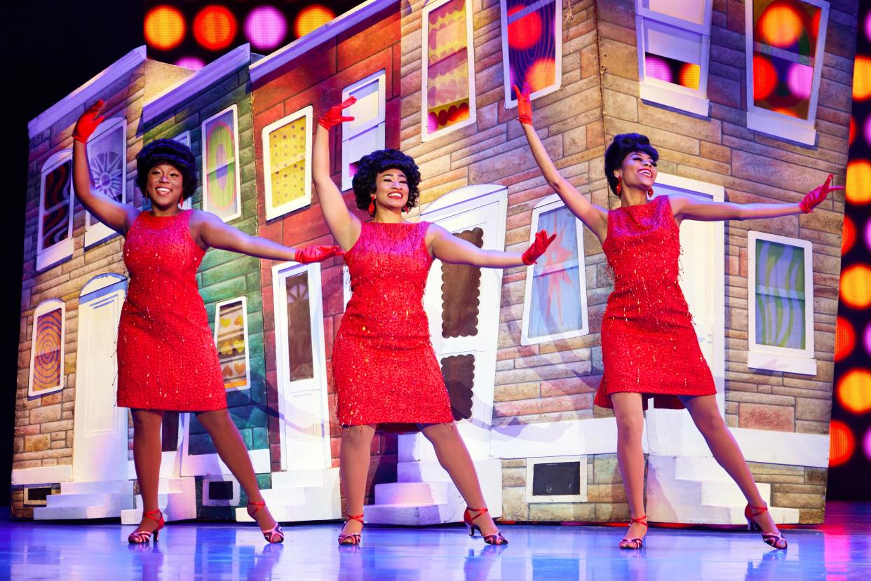 Canton native Leiah Lewis, center, performs as a Dynamite in the North American tour of the musical comedy "Hairspray."