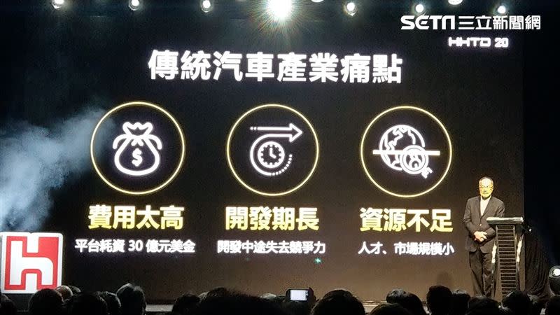 鴻華先進科技副董事長左自生講述傳統汽車產業痛點。（圖／記者戴玉翔攝影）