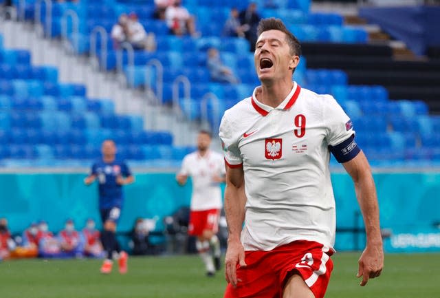 Poland’s Robert Lewandowski had a frustrating game