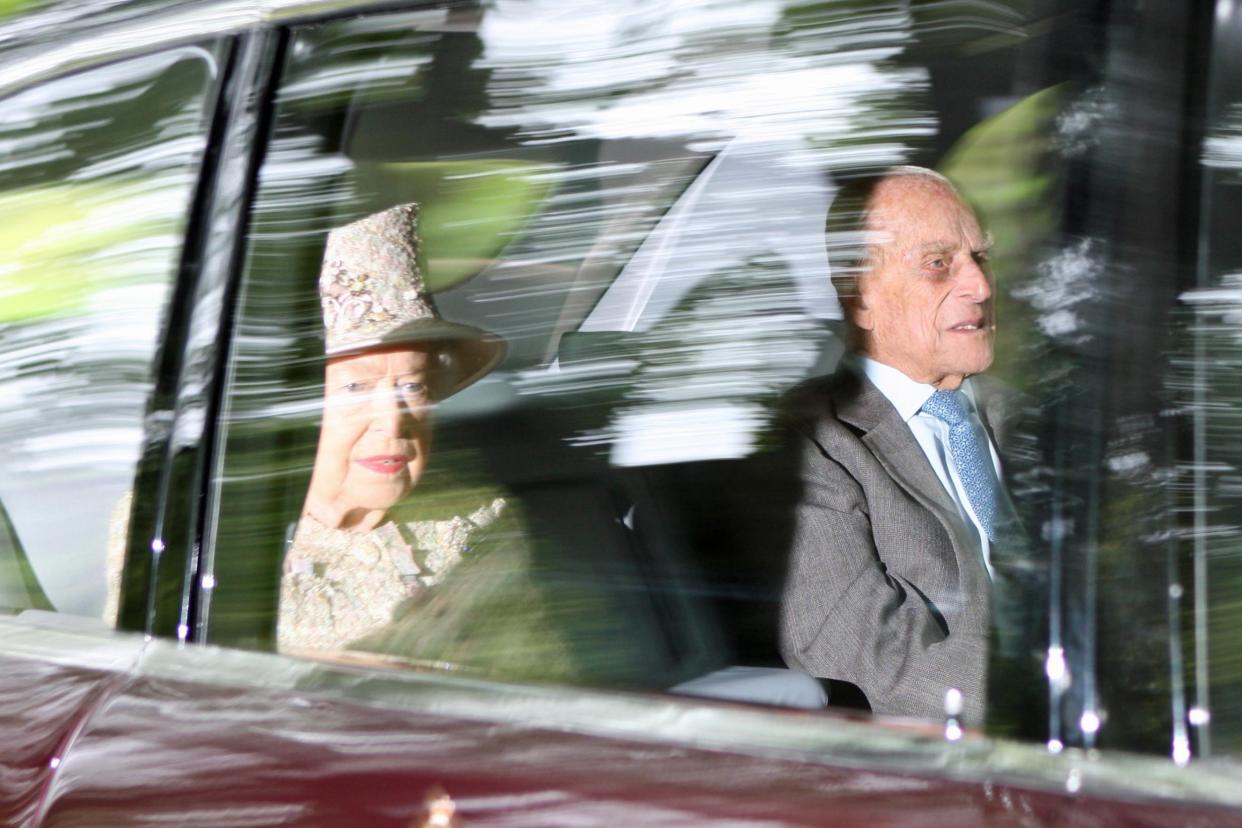 Prince Philip and the Queen on their way to Crathie Kirk church in Balmoral: Rex Features