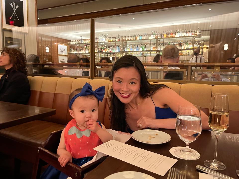 the writer and her daughter in the restaurant