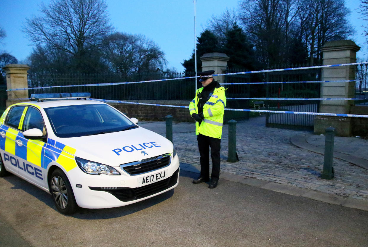 A seven-year-old girl has died following a stabbing in a park and a woman in her 30s has been arrested, it has been reported.  See SWNS story SWLEstabbing.  The tragic youngster was reportedly stabbed in Queen's Park in Bolton, Gtr Manchester, earlier today (Sun).  Emergency services flooded the scene and cops put the 22 acre park, just north of Bolton town Centre, on lockdown just before 3pm.  All entrances to the park were taped off and families were told to leave the area as forensic officers carried out investigations at the scene.  Around ten police cars flocked to the scene and the North West Air Ambulance attended the park as medics desperately tried to save the youngster's life.  Eyewitnesses say they saw the victim being given CPR as two adults stood 