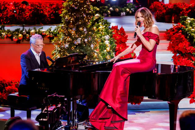 <p>Sonja Flemming/CBS</p> David Foster and Katharine McPhee perform on A Home for the Holidays
