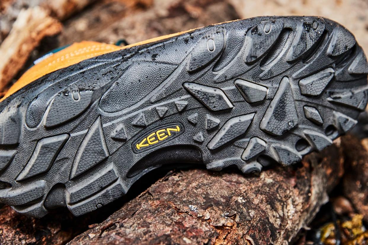 an outsole on a keen pyrenees waterproof hiking boot