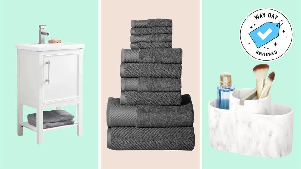 Add some extra style to your bathroom with these Wayfair deals on towels, vanities and more.