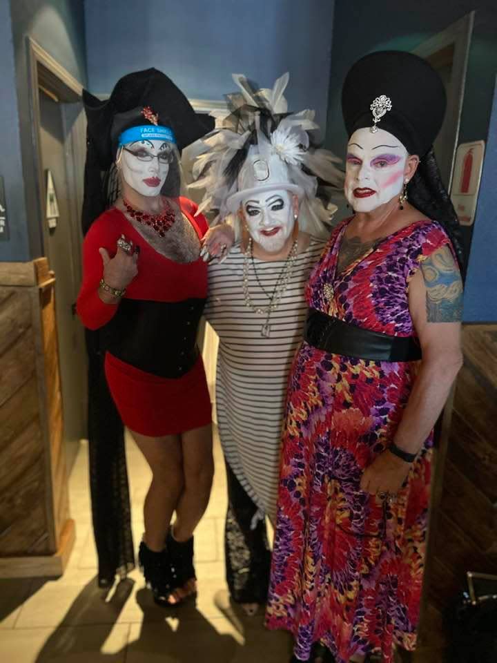 Sister Inspectra Pakage, Sister Penney Pasta and Sister Kennor Barbie show off their nun drag.