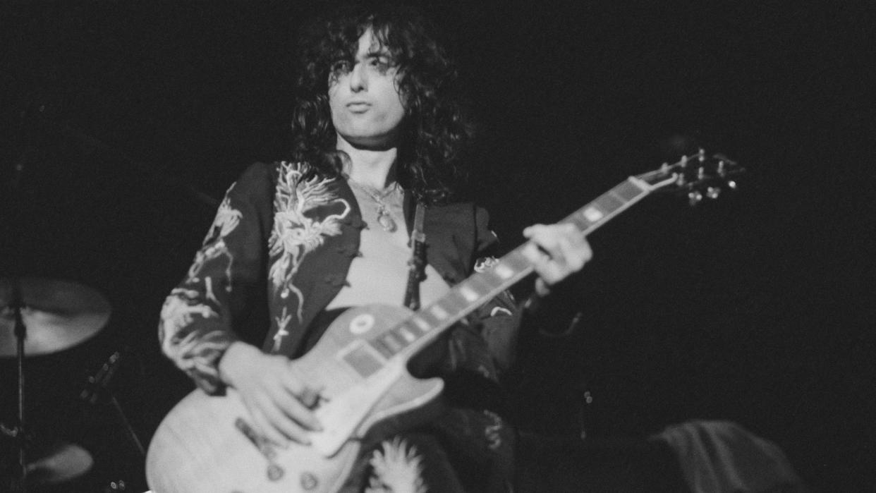  Jimmy Page performing at Earls Court 1973. 